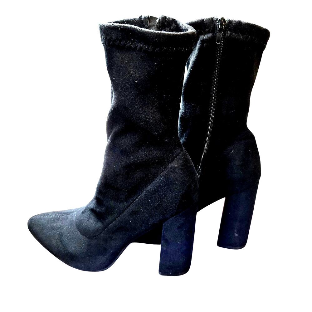 Boohoo 7 Women's Black Heeled Ankle Mid Calf Boots Shoe
